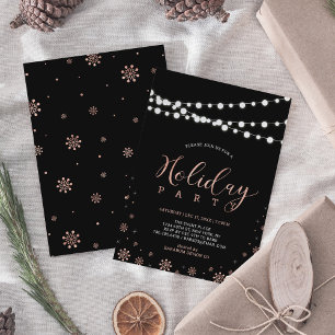 Rose Gold & Schwarz Moderne elegante Weihnachtsf Einladung
