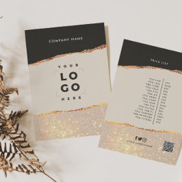 Rose Gold Schwarz Moderne Girly Preis QR-Code Einladung