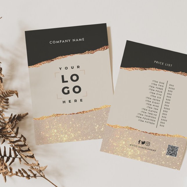 Rose Gold Schwarz Moderne Girly Preis QR-Code Einladung (Von Creator hochgeladen)