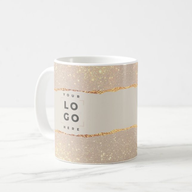 Rose Gold Schwarz Moderne Girly Preis QR-Code Kaffeetasse (Vorderseite Links)