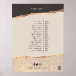 Rose Gold Schwarz Moderne Girly Preis QR-Code Poster