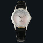 Rose Gold - Schwarz Rosa Silber Glitzer Monogramm Armbanduhr<br><div class="desc">Rose Gold - Rosa- und Silberne Imitate Foil metallic Sparkle Glitzer gebürstete Metal Monogram Name Watch. Dies macht den perfekten Abschluss,  Geburtstag,  Hochzeit,  Brautparty,  Jubiläum,  Babydusche oder Junggeselinnen-Abschied Geschenk für jemanden,  die Lieben glamourösen Luxus und schicke Stile.</div>