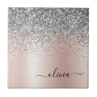 Rose Gold - Schwarz Rosa Silber Glitzer Monogramm