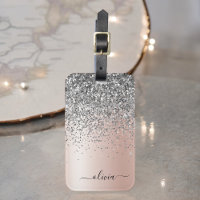 Rose Gold - Schwarz Rosa Silber Glitzer Monogramm