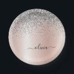 Rose Gold - Schwarz Rosa Silber Glitzer Monogramm Pappteller<br><div class="desc">Rose Gold - Rosa- und Silberne Imitate Foil metallic sparkle Glitzer gebürstete Metal Monogram Name und Initial Party Teller. Das macht den perfekten 16 Geburtstag,  Hochzeit,  Brautparty,  Jubiläum,  Babydusche oder Junggeselinnen-Abschied Geschenk für jemanden,  der Lieben glamourösen Luxus und schicke Stile.</div>