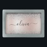 Rose Gold - Schwarz Rosa Silber Glitzer Monogramm Rechteckige Gürtelschnalle<br><div class="desc">Rose Gold - Rosa- und Silberne Imitate Foil metallic Sparkle Glitzer gebürstete Metal Monogramm Name Gürtel Verschluss. Das macht den perfekten Abschluss, süß 16 16., 18., 21., 30., 40., 50., 60., 70., 80., 90., 100. Geburtstag, Hochzeit, Brautparty, Jubiläum, Babydusche oder Junggeselinnen-Abschied Geschenk für jemanden, der Luxus und Chic Stil Lieben...</div>