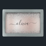Rose Gold - Schwarz Rosa Silber Glitzer Monogramm Rechteckige Gürtelschnalle<br><div class="desc">Rose Gold - Rosa- und Silberne Imitate Foil metallic Sparkle Glitzer gebürstete Metal Monogramm Name Gürtel Verschluss. Das macht den perfekten Abschluss, süß 16 16., 18., 21., 30., 40., 50., 60., 70., 80., 90., 100. Geburtstag, Hochzeit, Brautparty, Jubiläum, Babydusche oder Junggeselinnen-Abschied Geschenk für jemanden, der Luxus und Chic Stil Lieben...</div>