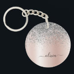 Rose Gold - Schwarz Rosa Silber Glitzer Monogramm Schlüsselanhänger<br><div class="desc">Rose Gold - Rosa- und Silberne Imitate Foil metallic Sparkle Glitzer gebürstete Metal Monogram Name Schlüsselanhänger. Das macht den perfekten 16 Geburtstag,  Hochzeit,  Brautparty,  Jubiläum,  Babydusche oder Junggeselinnen-Abschied Geschenk für jemanden,  der Lieben glamourösen Luxus und schicke Stile.</div>