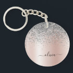 Rose Gold - Schwarz Rosa Silber Glitzer Monogramm Schlüsselanhänger<br><div class="desc">Rose Gold - Rosa- und Silberne Imitate Foil metallic Sparkle Glitzer gebürstete Metal Monogram Name Schlüsselanhänger. Das macht den perfekten 16 Geburtstag,  Hochzeit,  Brautparty,  Jubiläum,  Babydusche oder Junggeselinnen-Abschied Geschenk für jemanden,  der Lieben glamourösen Luxus und schicke Stile.</div>