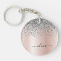Rose Gold - Schwarz Rosa Silber Glitzer Monogramm