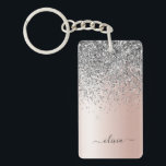 Rose Gold - Schwarz Rosa Silber Glitzer Monogramm Schlüsselanhänger<br><div class="desc">Rose Gold - Rosa- und Silberne Imitate Foil metallic Sparkle Glitzer gebürstete Metal Monogram Name Schlüsselanhänger. Das macht den perfekten 16 Geburtstag,  Hochzeit,  Brautparty,  Jubiläum,  Babydusche oder Junggeselinnen-Abschied Geschenk für jemanden,  der Lieben glamourösen Luxus und schicke Stile.</div>