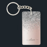 Rose Gold - Schwarz Rosa Silber Glitzer Monogramm Schlüsselanhänger<br><div class="desc">Rose Gold - Rosa- und Silberne Imitate Foil metallic Sparkle Glitzer gebürstete Metal Monogram Name Schlüsselanhänger. Das macht den perfekten 16 Geburtstag,  Hochzeit,  Brautparty,  Jubiläum,  Babydusche oder Junggeselinnen-Abschied Geschenk für jemanden,  der Lieben glamourösen Luxus und schicke Stile.</div>