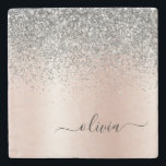 Rose Gold - Schwarz Rosa Silber Glitzer Monogramm Steinuntersetzer<br><div class="desc">Rose Gold - Rosa- und Silberne Imitate Foil metallic Sparkle Glitzer gebürstete Metal Monogram Name Stone Tile. Das macht den perfekten Abschluss,  süßen 16 Geburtstag,  Hochzeit,  Brautparty,  Jubiläum,  Babydusche oder Junggeselinnen-Abschied Geschenk für jemanden,  die Lieben glamourösen Luxus und schicke Stile.</div>
