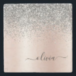 Rose Gold - Schwarz Rosa Silber Glitzer Monogramm Steinuntersetzer<br><div class="desc">Rose Gold - Rosa- und Silberne Imitate Foil metallic Sparkle Glitzer gebürstete Metal Monogram Name Stone Tile. Das macht den perfekten Abschluss,  süßen 16 Geburtstag,  Hochzeit,  Brautparty,  Jubiläum,  Babydusche oder Junggeselinnen-Abschied Geschenk für jemanden,  die Lieben glamourösen Luxus und schicke Stile.</div>