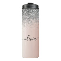 Rose Gold - Schwarz Rosa Silber Glitzer Monogramm