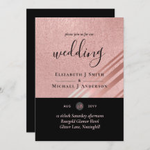 Rose Gold Schwarzer Glitzer Foil Look WEDING