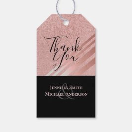 Rose Gold Schwarzer Glitzer Foil Look WEDING Geschenkanhänger