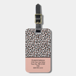 Rose Gold Schwarzer Leopard Druckfarbe Rosa Trendy Gepäckanhänger