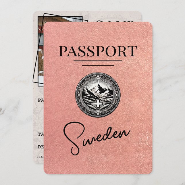 Rose Gold Schweden Pass Save the Date (Vorne/Hinten)
