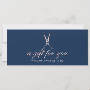 Rose Gold Scissor Navy Blue Hair Geschenkgutschein