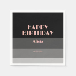 Rose Gold Script Black Grace Streifen Geburtstag Serviette