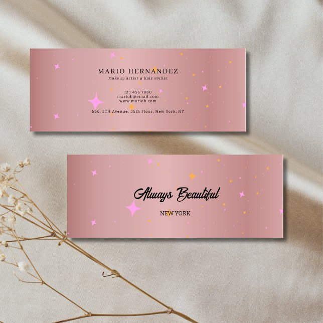 Rose Gold Script Calligraphy Mini Visitenkarte (Esthetician Rose Gold Script Calligraphy Mini Business Card)