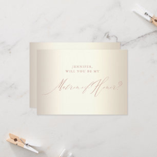 Rose Gold Script Champagne Matron of Honour Einladung