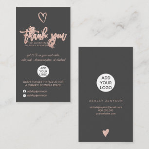 Rose Gold Script herzgrau Logo-Bestellung Vielen D Visitenkarte