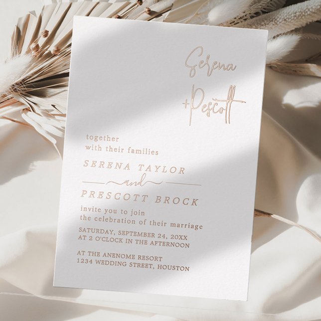 Rose Gold Script Hochzeit Real Foil Einladung (Von Creator hochgeladen)