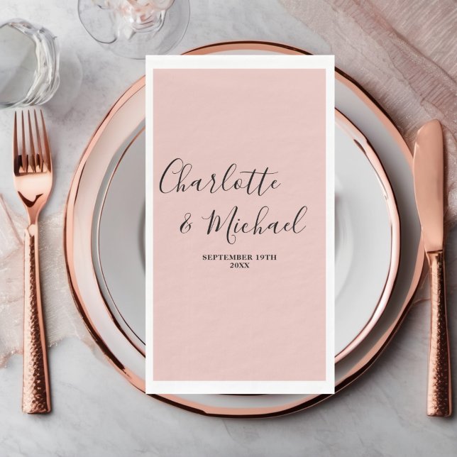 Rose Gold Script Minimalistisch Wedding Serviette (Von Creator hochgeladen)