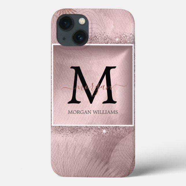 Rose Gold Script Monogram Case-Mate iPhone Hülle (Rückseite)