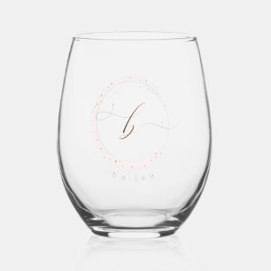 Rose Gold Script Monogram Letter B Weinglas Ohne Stiel