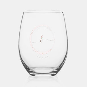 Rose Gold Script Monogram Letter R Weinglas Ohne Stiel