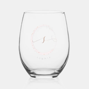 Rose Gold Script Monogram Letter S Weinglas Ohne Stiel