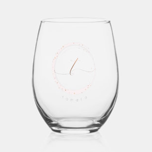 Rose Gold Script Monogram Letter T Weinglas Ohne Stiel