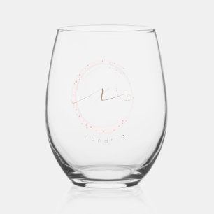 Rose Gold Script Monogram Letter X Weinglas Ohne Stiel