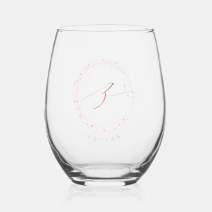 Rose Gold Script Monogram Letter Z Weinglas Ohne Stiel