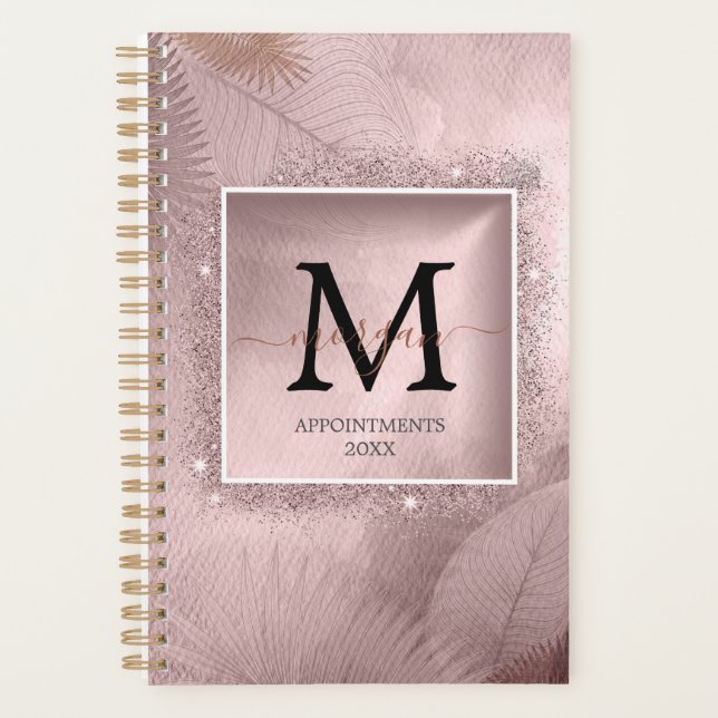 Rose Gold Script Monogram Planer (Vorderseite)