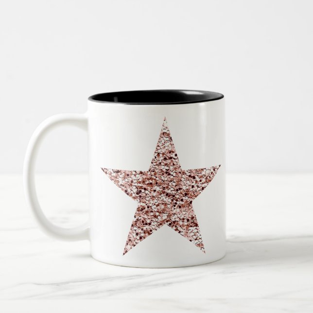 Rose Gold Sequin Twinkle Clipart Shinting Star Cli Zweifarbige Tasse (Links)