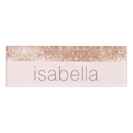 Rose Gold Sequins Rosa Salon Wellness-Center Mitar Namenschild