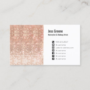 Rose Gold Sequins Social Media Icon Beauty Salon Visitenkarte