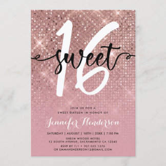 Rose Gold Shimmer 16 . Geburtstag Geburtstagsparte Einladung