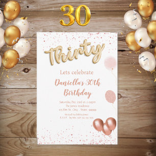 Rose Gold Shimmer 30. Geburtstag Einladung
