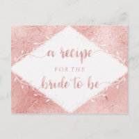 Rose Gold Shimmer Foil Brautparty Rezept Karte