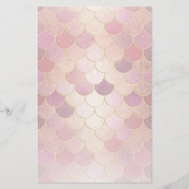 Rose Gold Shimmer Mermaid Scale Muster Briefpapier (Vorderseite)