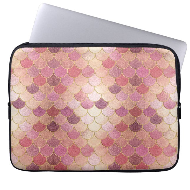 Rose Gold Shimmer Mermaid Scale Muster Laptopschutzhülle (Vorderseite)