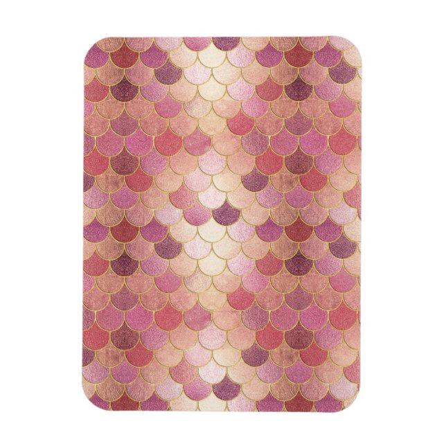 Rose Gold Shimmer Mermaid Scale Muster Magnet (Vertikal)