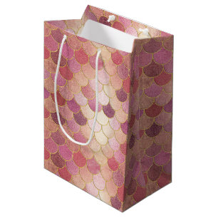Rose Gold Shimmer Mermaid Scale Muster Mittlere Geschenktüte