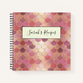 Rose Gold Shimmer Mermaid Scale Muster Notizbuch