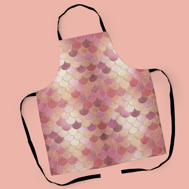 Rose Gold Shimmer Mermaid Scale Muster Schürze (Rose Gold Mermaid Scale Pattern Apron)